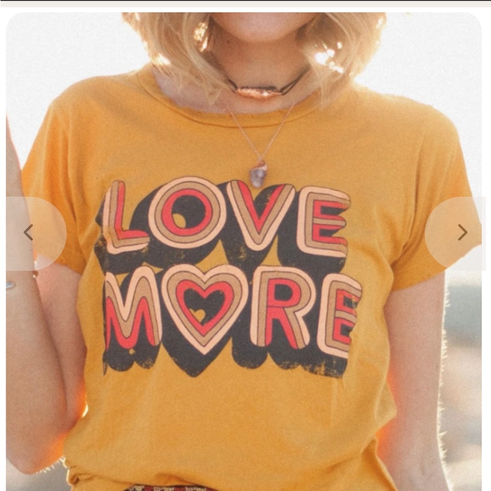 Dazey LA Mustard Yellow Love More' Short Sleeve Tee